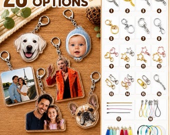 Custom Photo Keychain, Cute Acrylic Charm, Personalized Pet Portrait Keyring for Dog Mom, Couple Photo Keyring Gift, Baby Diaper Bag Tag