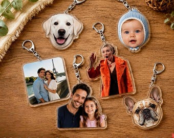 Benutzerdefinierte Foto Schlüsselbund, niedlichen Acryl Schlüsselbund, personalisierte Haustier Charme, Paar-Foto-Schlüsselring, Abschlussgeschenk, Geschenk für Väter, Baby Ornament