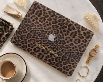 Classic Leopard Print Personalized Leather MacBook Protective Case For Mac Neo A3404 Air 13 A2681 Air 15, Pro 13 A2338 Pro 14 16 Laptop Case