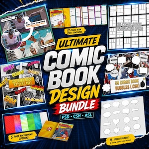 Ultimate Comic Book Design Bundle |  Speech Bubbles & Comic Effects for Photoshop | PSD CSH ASL