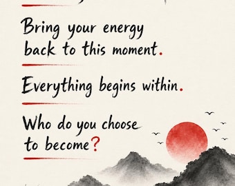 Your Inner World Creates Your Outer Life Printable Wall Art | Zen Mindfulness Quote Poster | Meditation Decor | Present Moment Art