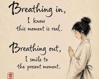 Breathing In, Breathing Out | Zen Mindfulness Wall Art | Meditation Printable | Calm Neutral Decor