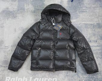 Polo Ralph Lauren zwart en marineblauw jack, gewatteerd donsjack