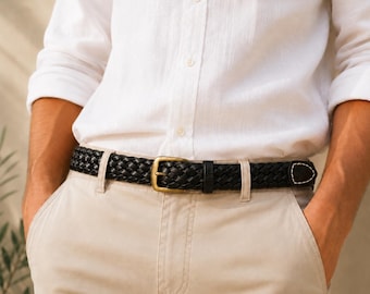 Gevlochten Leren Riem voor Dames en Heren, Riem van Rundleer, Casual Jeansriem