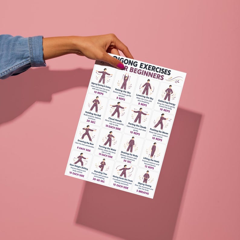 Printable Basic Daily Exercise Routine Qigong Exercises for Beginners Printable, Basic Qigong Movements & Qi ...