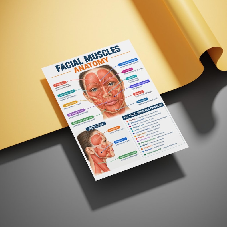 Facial Muscles Anatomy Poster Printable PDF, Face & Neck Muscle Chart ...