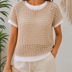 Summer Crochet Top Pattern PDF | Boho Lace Tee | Lightweight Cotton Shirt Pattern | Instant Download for Women