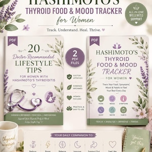 Hashimoto's Thyroid Food & Mood Tracker | Symptom, Medication Log (Instant Download)