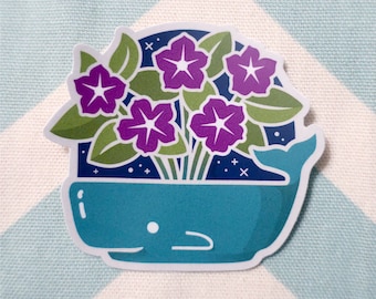 Whale Bowl of Petunias- 3 x 2.75"