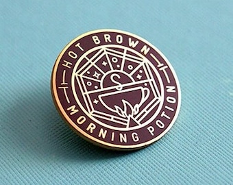 Hot Brown Morning Potion Enamel Pin - 1.25 x 1.25"