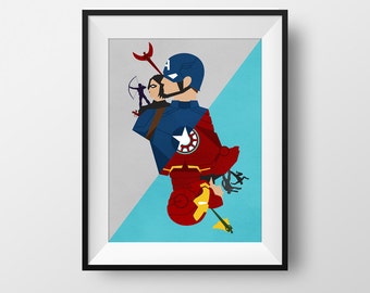 Cap vs Stark - Poster, Mini Print