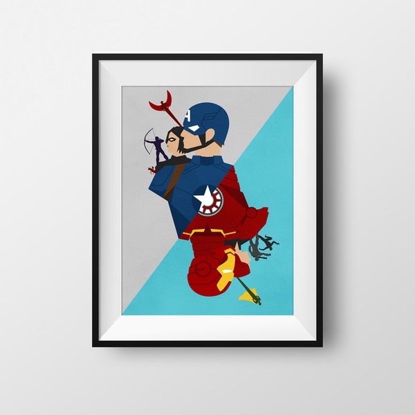 Cap vs Stark - Poster, Mini Print