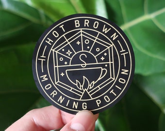 Hot Brown Morning Potion Sticker - 2.5 x 2.5"