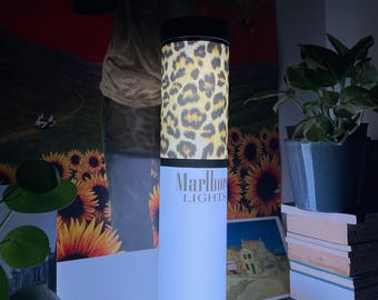 Marlboro Lights LED Leopard Print Cigarette-Shaped Lamp, 54cm Cordless - Decoration for a bedroom, pub, or tattoo studio