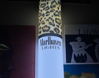 Cigarette Lamp Leopard LED Solar Rechargeable — Large 55cm Retro Tube Light | Novelty Desk Lamp | Pop Art Room Decor Gift | Marlhaven Lights