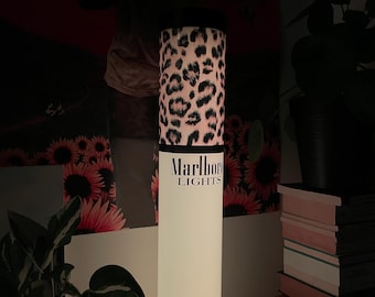Marlboro Lights LED Leopard Print Cigarette-Shaped Lamp, 54cm Cordless - Decoration for a bedroom, pub, or tattoo studio