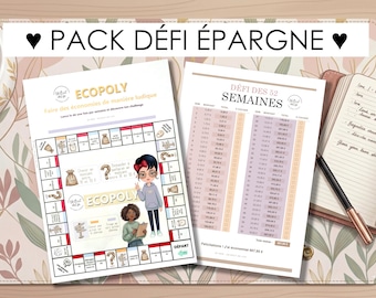Pack Défi Épargne Imprimable - ECOPOLY Jeu d'épargne + Défi 52 Semaines PDF | Life Reset Format A4 Tablette