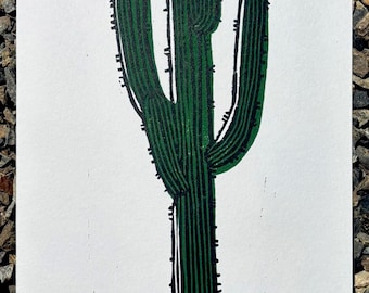 Saguaro Cactus Relief Print