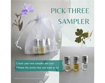 Pick Three!  2ml Roller Bottle Sample Pack.  Perfume to Go!  Mini Roller Bottles, Great for Gifts, Travel, and Trying out New Scents!