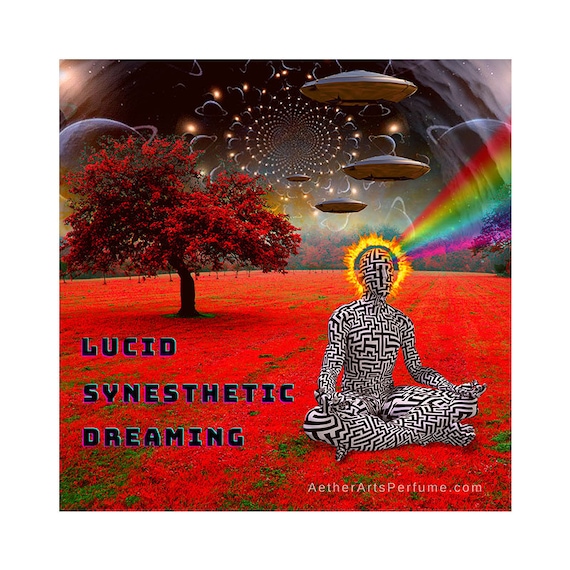 Lucid, Synesthetic Dreaming: Burner Perfume No.13. A unisex, psychedelic, fruity, synergistic swirl of scents and bright colors