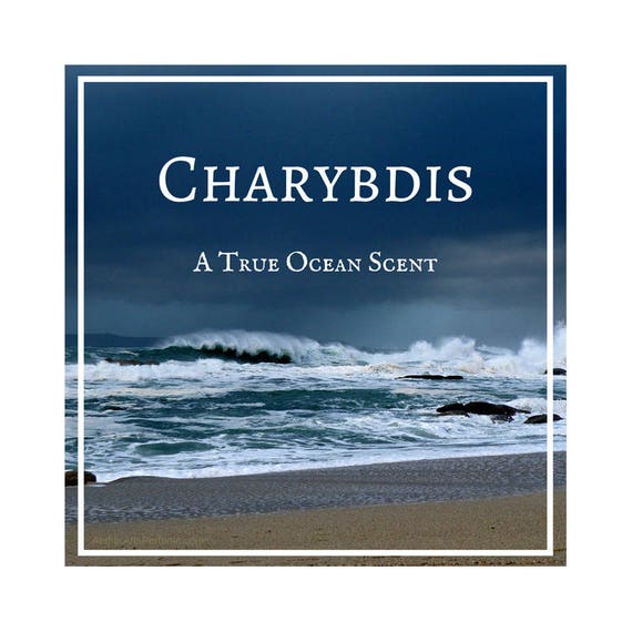 Charybdis: Spirit of the Ocean, the Scent of the Sea, Ozone, Marine Perfume Oil, Salt Spray, Seaweed, Driftwood, White-Capped Waves.