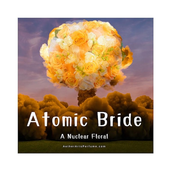 Atomic Bride: A Dystopian Floral. A big, bridal bouquet with an edge; inspired by films exploring our uneasy relationship with atomic power.