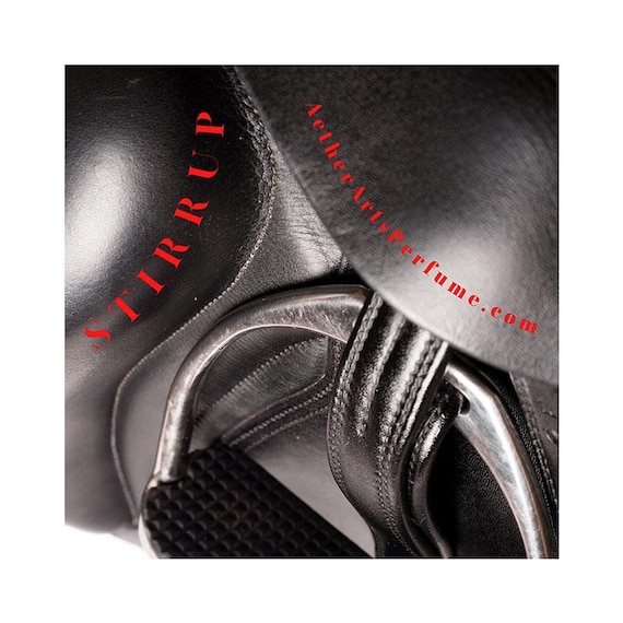 Stirrup, a Perfume for the the love of Horses.  Featuring notes of: Apples, Grass, Hay, Leather, Musk, Oud, and wood notes.