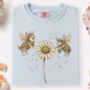 Corgi Bee Shirt, Cottagecore Fairycore Daisy Dog Mom Tee