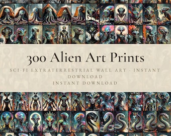 Sci-Fi Alien Art Prints | Extraterrestrial Wall Art Set (Digital Download)