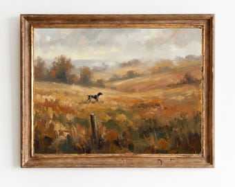 "Malerei ""Deutsch Kurzhaar"" - Art Print - Herbstliche Landschaftsmalerei, Bauernhaus Dekoration (Digitaler Download)"
