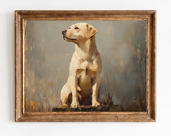 Vintage gelb Labrador Portrait Gemälde - klassischer Hund Kunst, neutrale Bauernhaus Wanddekoration, printable digitaler Download 1596