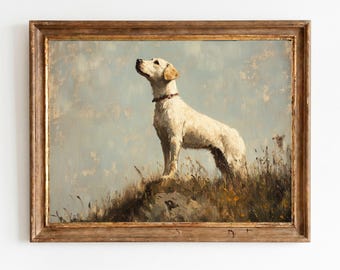 Creme Labrador stehend am Hang - Vintage Hunde Porträt Kunst, rustikale Bauernhaus Wanddekoration, printable Digital Download 1597
