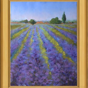 Original Fine Art Print, Pastel Lavender Field Original Painting Landscape