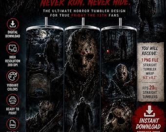 Camp Crystal Lake Horror Tumbler Wrap | Slasher Sublimation Design (Digital Download)