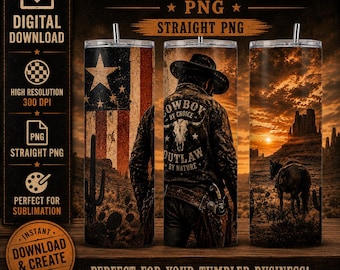 Cowboy By Choice Western PNG | Patriotic Cowboy Tumbler Wrap