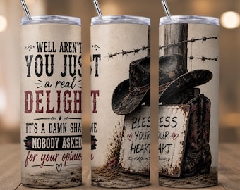 Western Cowgirl PNG | Funny Southern Quote Tumbler Wrap (Digital Download)