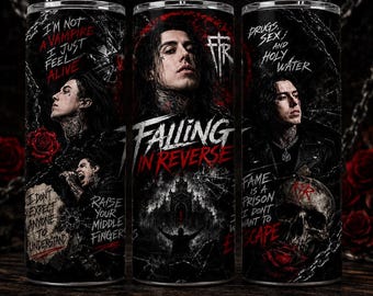 Falling In Reverse Tumbler Wrap PNG | Rock Band Sublimation Design (Digital Download)