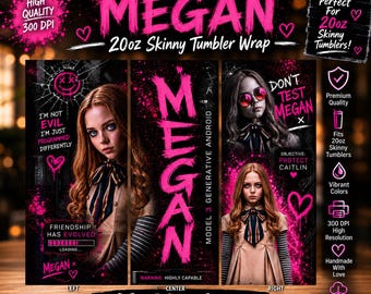 M3GAN Horror Tumbler Wrap | Pink Gothic AI Doll Design (Digital Download)