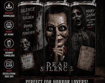 Dead Silence Inspired Tumbler Wrap PNG | Mary Shaw Horror Sublimation Design | 20oz Skinny Digital Download