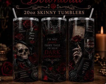 Dark Romance Tumbler Wrap PNG | Gothic Love Collage | Spooky Romantic Digital Download