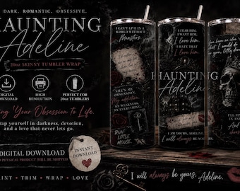 Haunting Adeline Tumbler Wrap | Gothic Skull Roses Dark Romance (Digital Download)