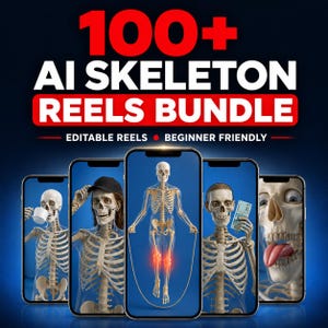 100+ AI Skeleton Reels Bundle | Faceless Content für Instagram Reels, TikTok & YouTube Shorts