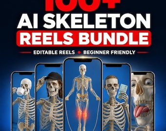 Bundel met 100+ AI-skeletrollen | Anonieme content voor Instagram-reels, TikTok en YouTube-shorts