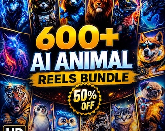 Bundel 600+ AI-dierenhaspels | Virale TikTok Instagram-content (digitale download)