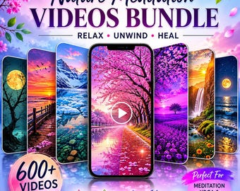 600+ meditatiehaspels voor mindfulness | Ontspannende spirituele video's voor TikTok, Instagram en YouTube-shorts (digitale download)