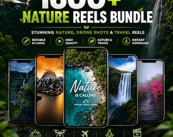 Bundel 1600+ natuurhaspels | Video's over bos, bergen, oceaan en waterval | Digitale download