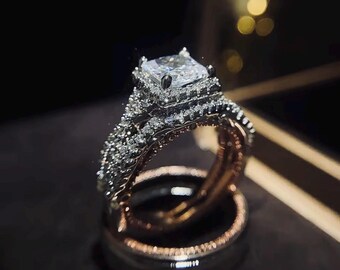 新品CTHY LUXURY MATERIAL ALL STONE RING １９ Huitan Luxury Princess Marriage Set Rings Elegant Accessories