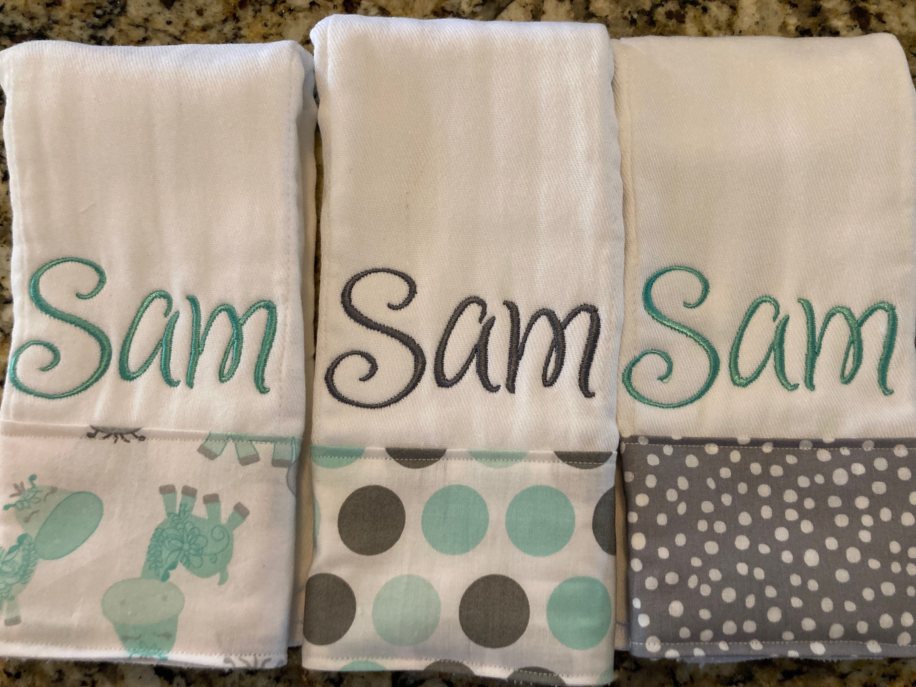 Personalized Burp Cloths for Girls or boys Set of 3