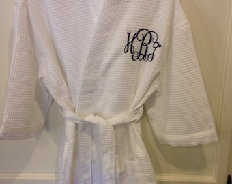 Personalized Monogrammed Waffle Weave Kimono Robe Spa Robe Bridesmaid Gift