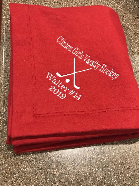 Personalized stadium blanket Sweatshirt blanket Fleece blanket Monogrammed blanket hockey blanket